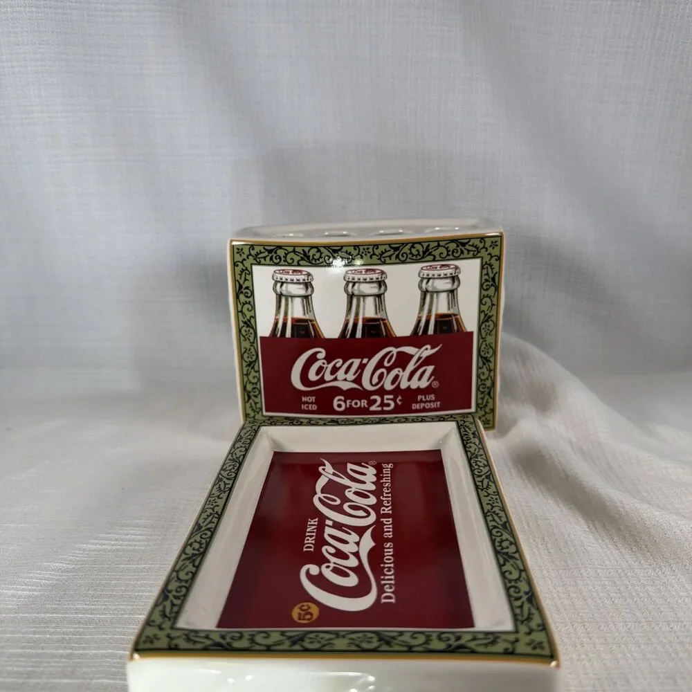 Vintage Coca-Cola Ceramic 2-Piece Bathroom Accessory Set